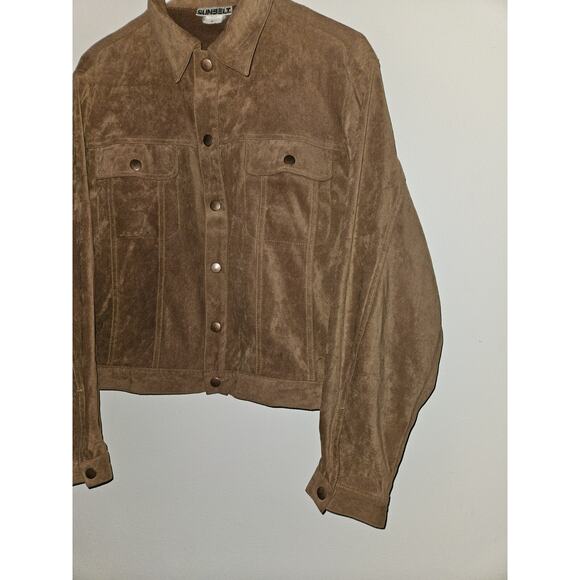 Vtg Sunbelt Suede Feel Button Down Jacket Shirt Medium Tan Brown Western - Picture 3 of 7